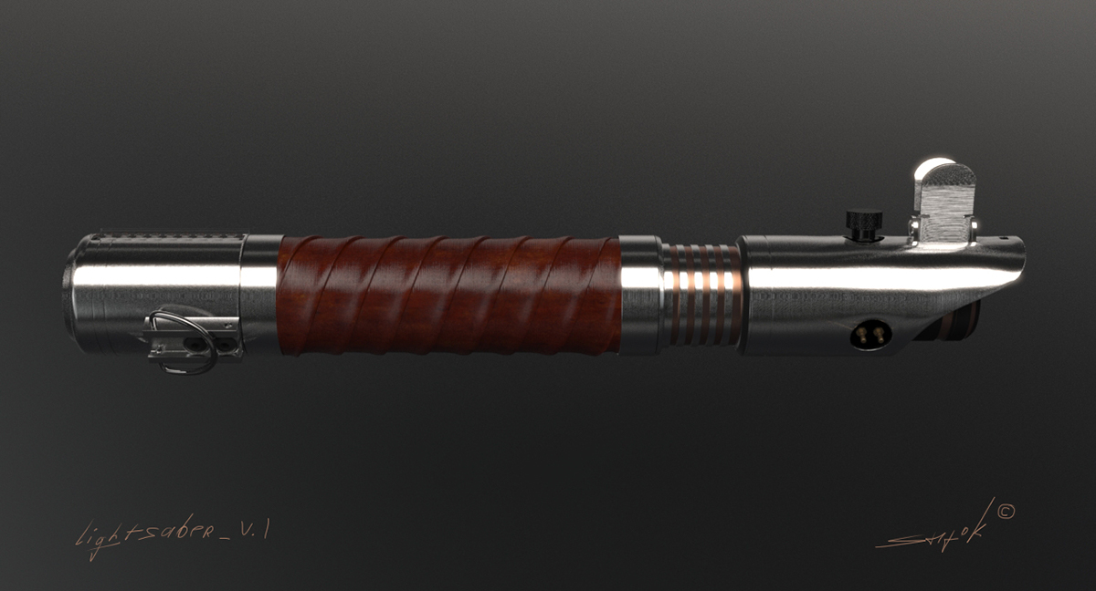A lightsaber from Star Wars